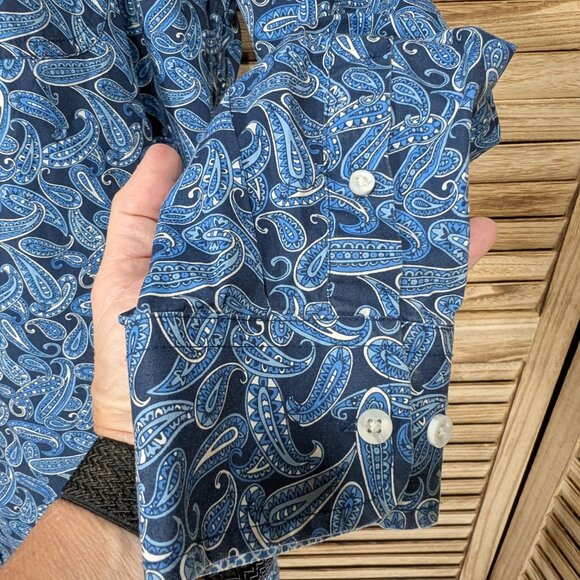Wrangler George Straight Collection Blue Paisley Button-Up Shirt Size XXL - Picture 6 of 14